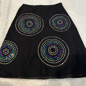 Edward Skirt Womens Sz 8 Black Linen Sequin Blend‎ Maxi Fully Lined Minimalist